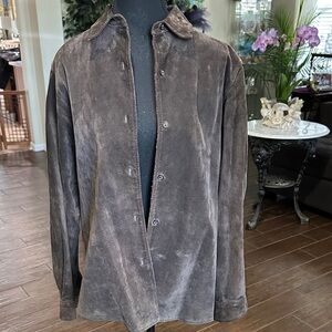 Charter Club Men's Brown Suede Shirt Jacket